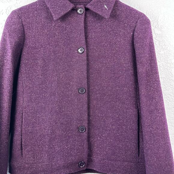 Epsilon purple silk wool blend button front coat 6 - Picture 2 of 8